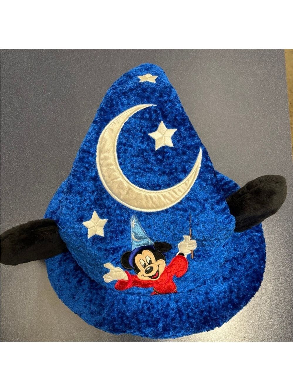 Vintage Walt Disney World Mickey Mouse Fantasia Sorcerer Wizard Hat Blue W/ Ears